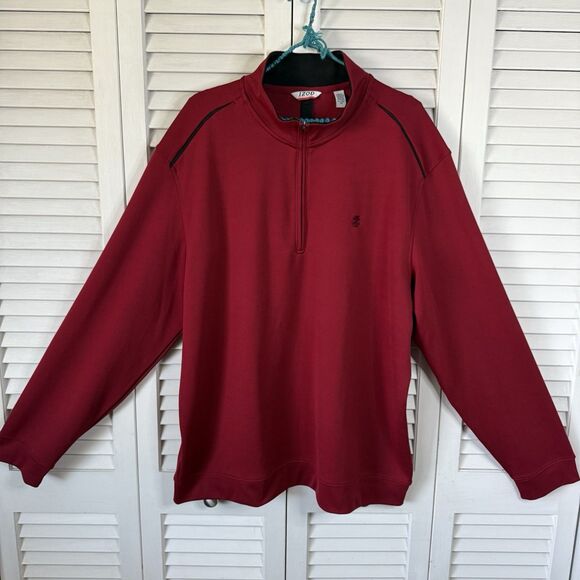 Izod Performance Dark Red 1/4 Zip Long Sleeve Pullover Top XL - Picture 1 of 7